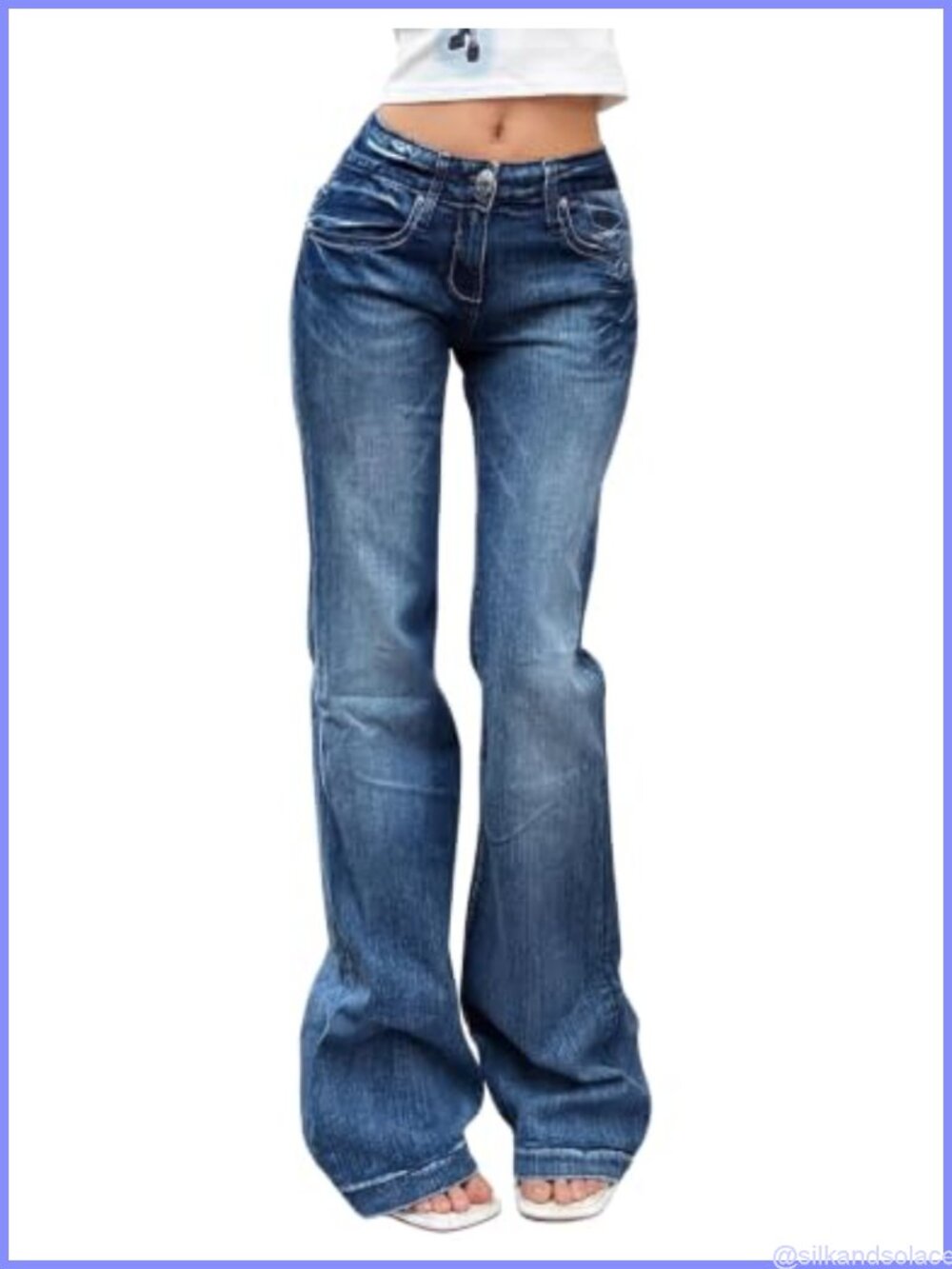 Women's Stretchy Bootcut Flare High Rise Denim Jeans Trendy 90s